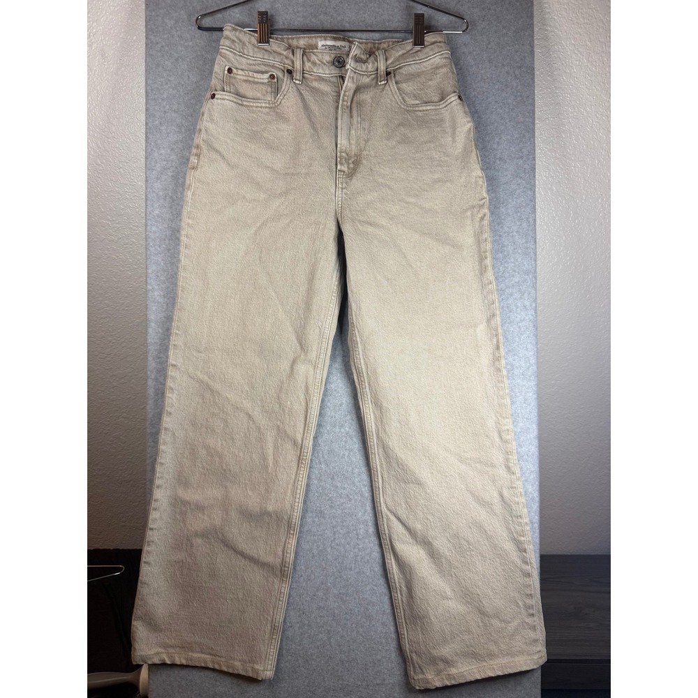 Abercrombie & Fitch Curve Love The 90s Relaxed Jean High Rise Tan Khaki 27 4R